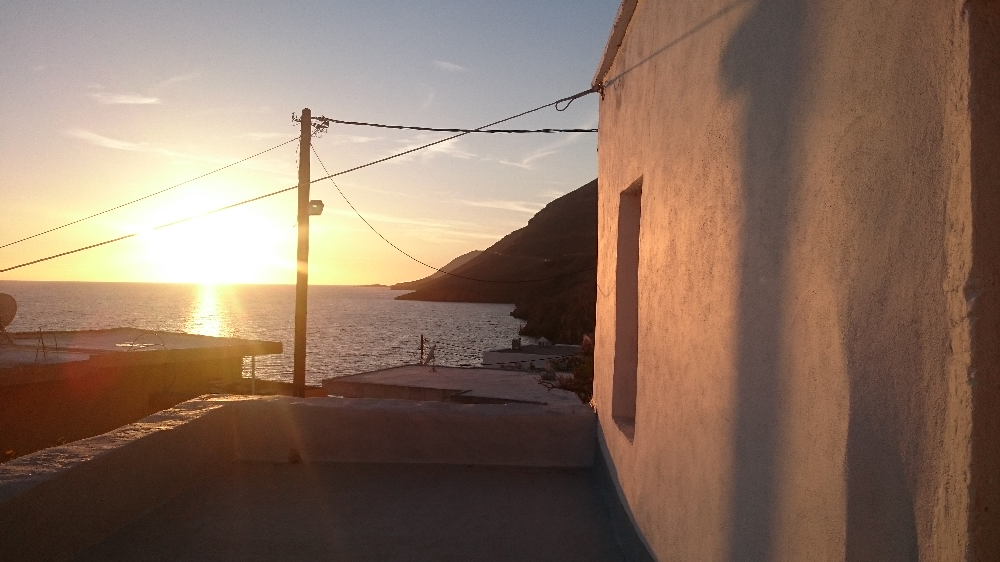 Stone-built old two-storey house by the sea in Chora Sfakion.